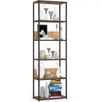 Akord Seisova Hylly Teollinen Regał 600 Avoin Moderni Teollinen, 6 Hyllyä, Musta / Tammi Craft