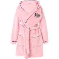 Juicy Couture Lottle Crest Plush Robe - Pink - XL