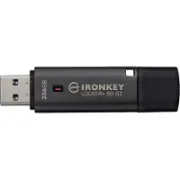 Kingston 256GB IronKey Locker+ 50 G2, salattu 3.2 Gen1 USB-A -muistitikku, musta