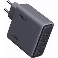 Aukey PA-C6 140W Neljän-Portin Laturi (3C1A) Tummanharmaa EU-Pistoke