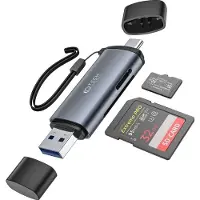 Tech-Protect UltraBoost USB-A/USB-C SD- ja MicroSD-kortinlukija - Harmaa