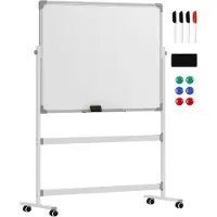 Aosom Kaksipuoleinen magneettitaulu Homcom 127x50x165cm, valkoinen/harmaa