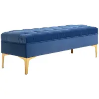 Aosom Pehmeä penkki Homcom 118x45x42cm, sininen/kultainen