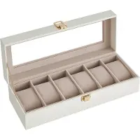 Songmics Kellolaatikko 11,2x30x8cm, valkoinen/kermanvärinen