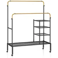 ProMotion Vaateripustin 135x54x167cm, musta/hopea