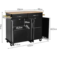 ProMotion Keittiösaari pyörillä 122x48x93cm, musta/vaaleanruskea väri