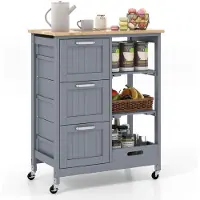 ProMotion Keittösaari pyörillä 67x37x83,5cm, harmaa/vaaleanruskea väri