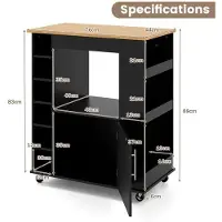 ProMotion Keittiösaari pyörillä 76x44x89cm, musta/vaaleanruskea väri