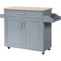 ProMotion Keittiösaari pyörillä 116x40x85cm, harmaa/vaaleanruskea väri