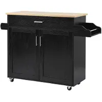 ProMotion Keittiösaari pyörillä 116x40x85cm, musta/vaalean ruskea