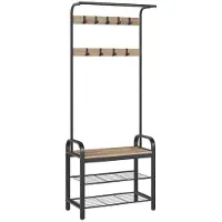 Songmics Vaateteline 33,7x72x183cm, musta/vaaleanruskea