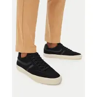 BOSS for man. 50568469 Aiden black leather sneakers (46), Flat, Suede, Laces, Casual