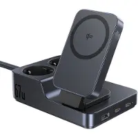 Baseus NOMOS ND11 67W 6-in-1 Wireless Charging Station with Two AC Sockets - Black