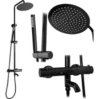 REA Lungo Black Metallic Suihkusetti Termostaatilla