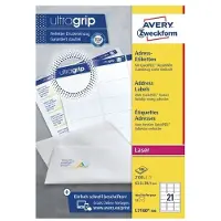 Avery Zweckform Etiketter 63,5x38,1 mm hvid med QuickPEEL & Ultragrip - (100 ark x 21 stk.)