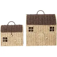 Ferm Living Casu talonmuotoiset säilytyskorit, 2 kpl Natural-tummanruskea