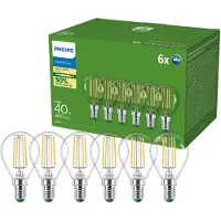 Philips LED-lamppu Ultra Efficient P45 2,3W/827 (40W) Clear 6-pack E14