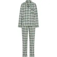 LASCANA Pyjama ruskea / tummanvihreä / valkoinen