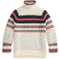 Ralph Lauren for woman. 211B23912001 Cream white Fair Isle wool blend jumper (L), Casual, Multicolor
