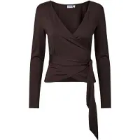 Pieces Pcester Ls Wrap Top Mwa Jrs - Brown - M