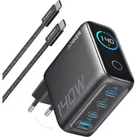 Anker B2697GZ1 USB-laturi 140 W, 4-porttinen, USB-C-kaapelilla, tummanharmaa