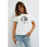 Gina Tricot  - 14+ printed tee - topit - Valkoinen - S - Naiset