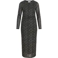 Vila Vicarini O-Neck L/S Midi Dress/Bfs - Black - M