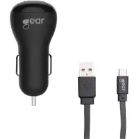 Gear Laturi 12-24V 2xUSB 2,4A MicroUSB 1m, Musta