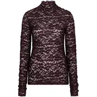 Dante6 -Irony Lace Turtle Neck Top - Burgundy - S