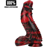 Shots Dark Lycan Spawn Silicone Dildo - Red/Black