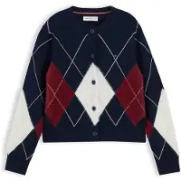Tommy Hilfiger Neuletakki ecru / marine / rubiininpunainen