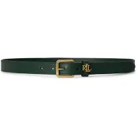 Ralph Lauren Logo-Keeper Leather Skinny Belt - Green - XS
