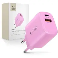 Tech-Protect NCA30 kaksiliitäntäinen laturi - 30W USB-C PD ja 18W USB-A QC3.0 - Vauvanvaaleanpunainen väri