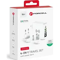 Forcell F-ENERGY 4w1 15W ze złączami USB/USB typ C, power bankiem 8000mAh i ładowaniem bezprzewodowym