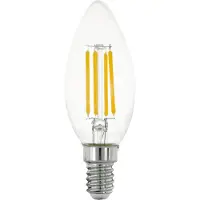 Eglo LED-lamppu E14-kanta, C35-muotoinen, 7 watin teho, 806 lumenin kirkkaus ja lämpimän valkoinen sävy (2700K), selkeä. E14