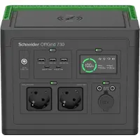 APC OffGrid 738 Wh, kannettava sähköasema, 2x Schuko, 3x USB-A 12+12+18W, USB-C PD 100+18W, musta/vihreä