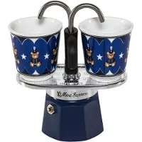 Bialetti 0005349, Mokkapannu, musta, Sininen, Ruostumaton teräs, Alumiini, 2 kuppia, Muovi, 1 kpl