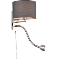 TRIO Lighting Seinävalaisin Hotel, Alumiini/harmaa/sinkki, Makuuhuone, Metalli, Moderni, lukulamppu