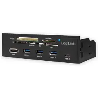 Logilink UA0341, CF, MS Micro (M2), Muistitikku (MS), MicroSD (TransFlash), SD, xD, Musta, 5.25", 5000 Mbit/s, RoHS, CE, SATA
