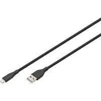 Digitus AK-600108-010-S, 1 m, Lightning, USB A, Uros, Uros, Musta