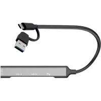ITEC 4-porttinen 3.2 Gen1 USB-A/C -hubi, 0,15m, harmaa