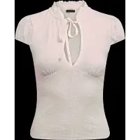 Gina Tricot Keyhole Tie Top - Cream - XS