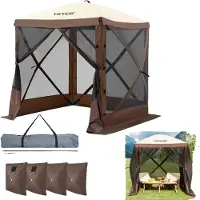 Vevor Pop Up Gazebo -teltta, pop-up-verkkoteltta, 4-sivuinen katos, aurinkosuoja, 4 irrotettavaa yksityisyyttä suojaavaa tuulikangasta ja verkkoikkunaa, 6x6FT pika-asennusverkkoteltta hyttysverkolla,
