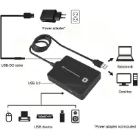 Conceptronic HUBBIES10B, USB 3.2 Gen 1 (3.1 Gen 1) Type-A, Musta, USB 2.0, USB 3.2 Gen 1 (3.1 Gen 1) Type-A, Kiina, 87 mm, 55 mm