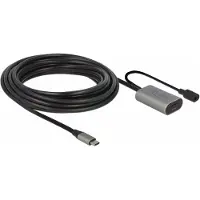 DeLOCK aktiivinen USB-C 3.2 Gen 1 -jatkokaapeli, 10 W, 5 m, musta, harmaa