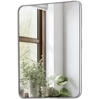Vevor -seinälle kiinnitettävä meikkipeili, 0,15" paksu, 22" x 30" peili alumiiniseoskehyksellä ja räjähdyssuojatulla kalvolla, naarmuuntumaton peili Z-muotoisella kiinnikkeellä, sopii kylpyhuoneeseen/m