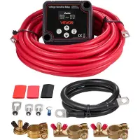 Vevor kaksoisakkueristinsarja, 12 V 140 ampeeria 6M 6AWG, manuaalinen ja automaattinen VSR-jänniteherkkä rele volttimittarilla, LCD-näyttö, älykäs akkueristin, yhteensopiva litiumakkujen kanssa, UTV:l