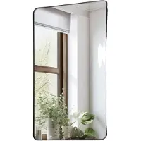 Vevor -seinälle kiinnitettävä meikkipeili, 0,15" paksu, 28" x 60" peili alumiiniseoskehyksellä ja räjähdyssuojatulla kalvolla, naarmuuntumaton peili Z-muotoisella kiinnikkeellä, sopii kylpyhuoneeseen/m