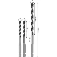 Bosch Betoniporanteräsarja 2608707003; 5,0-8,0 mm; 3 kpl.