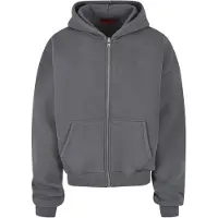 Prohibited Oversized Zip-Hoodie Grey Melange - Grey - M